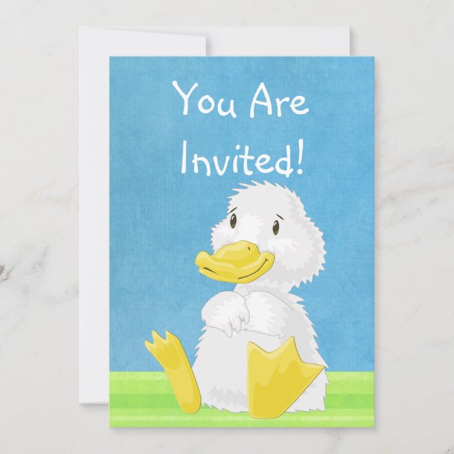 Invitación al Duckling del Bebé Blanco (Anverso)