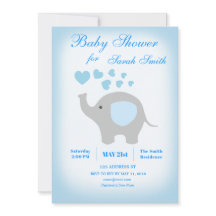 Invitación al elefante azul de Baby Shower Boy