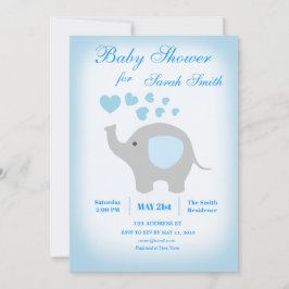Invitación al elefante azul de Baby Shower Boy
