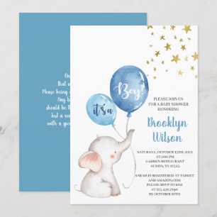 Invitación al elefante Baby Shower Boy