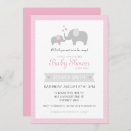 Invitación al elefante Baby Shower - Rosa