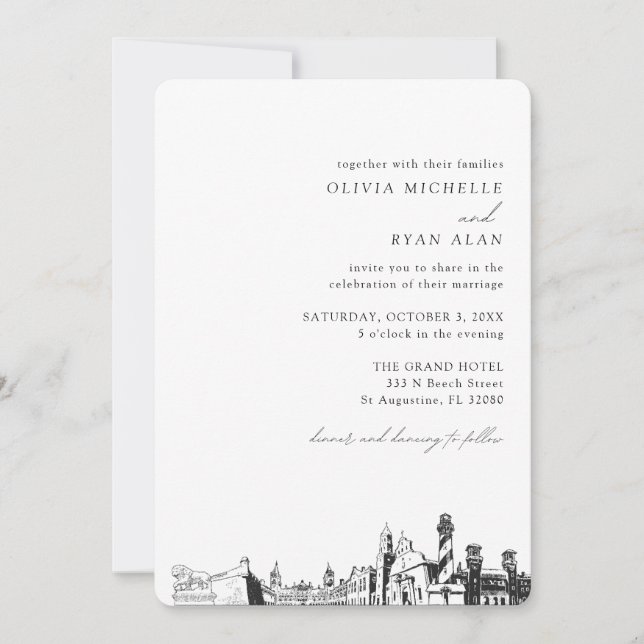 Invitación al elegante Skyline de St Augustine Bod (Anverso)