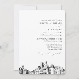 Invitación al elegante Skyline del Boda de Boston