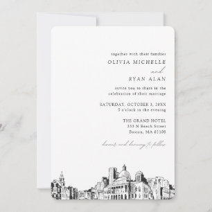Invitación al elegante Skyline del Boda de Boston