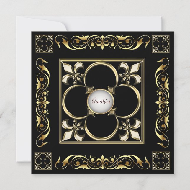 Invitación al Emperador Fleur De Lis Black Regency (Anverso)