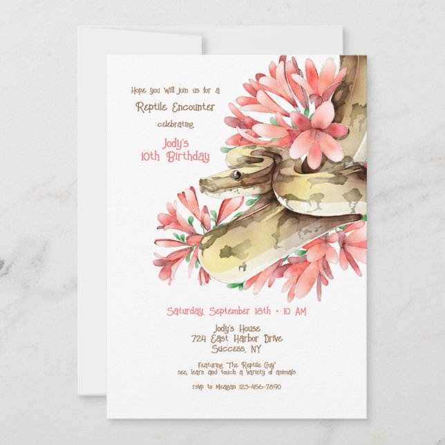 Invitación al encuentro con reptiles (Anverso)