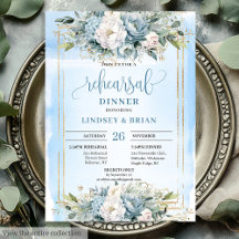 Invitación al ensayo Glam Dusty Blue Floral Gold