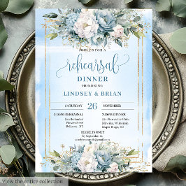 Invitación al ensayo Glam Dusty Blue Floral Gold