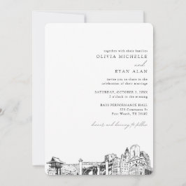 Invitación al esbozo de Fort Worth Boda Skyline