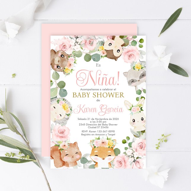 Invitación al español de Safari Baby Shower Chica (Subido por el creador)