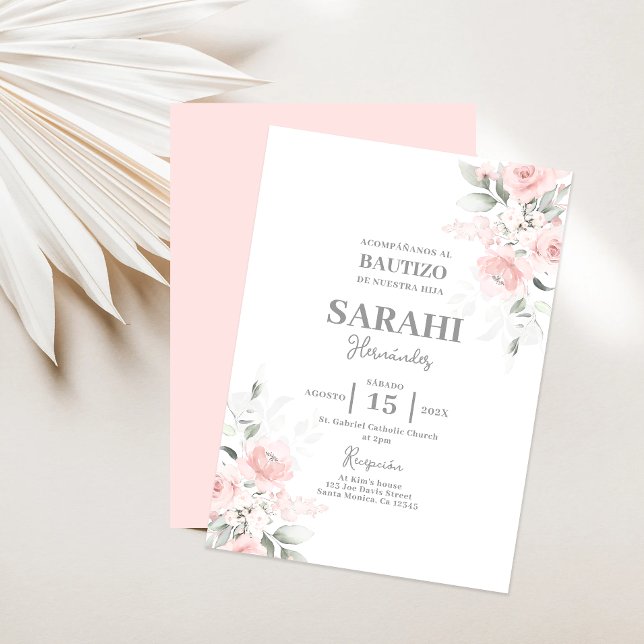 Invitación al español del chica Rubor Pink Floral  (Subido por el creador)