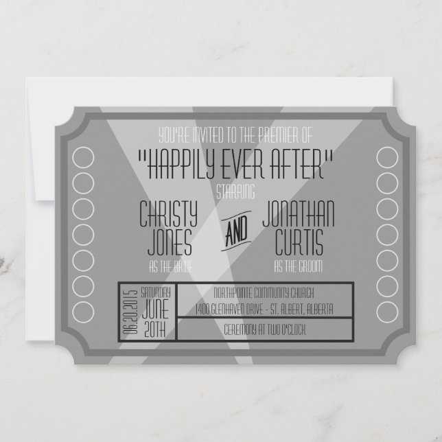 Invitación al estilo de entrada de Hollywood antig (Anverso)