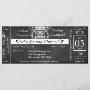 Invitación al estilo de tickets del Boda gay