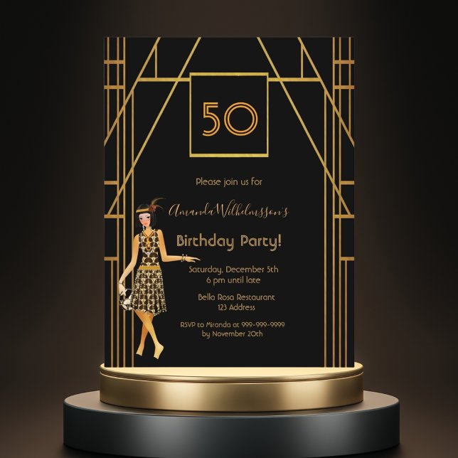 Invitación al estilo del Birthday Party black gold (Subido por el creador)