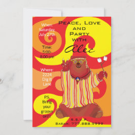Invitación al estilo del Groovy Peace Bear de 1960