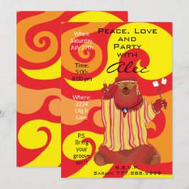 Invitación al estilo del Groovy Peace Bear de 1960