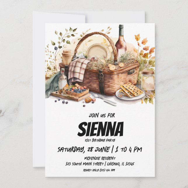 Invitación al estilo picnic europeo de verano (Anverso)