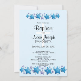 Invitación al evento BAPTISM de las estrellas azul