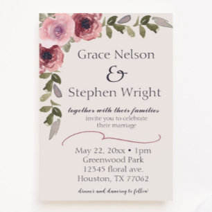 Invitación al evento Boda de flores rosadas de col