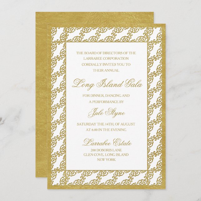Invitación al evento Classic Corporate Gala (Anverso / Reverso)