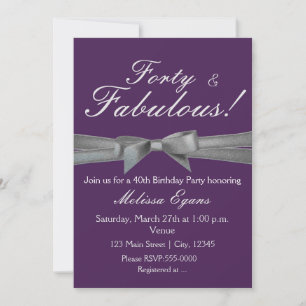 Invitación al evento de fiesta de arco púrpura y p