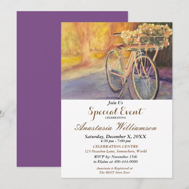 INVITACIÓN AL EVENTO DE FIESTA DE BICICLETA EN EL  (Anverso / Reverso)