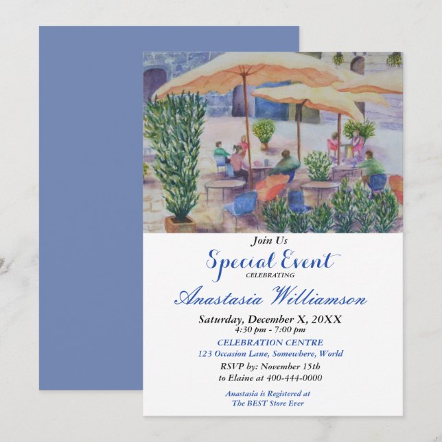 INVITACIÓN AL EVENTO DE FIESTA DE PATIO DE VERANO (Anverso / Reverso)