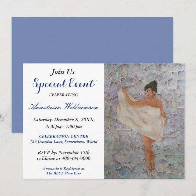 INVITACIÓN AL EVENTO DE FIESTA DE TIEMPO DE DUCHA (Anverso / Reverso)