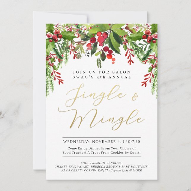 Invitación al evento de guirnaldas frescas Jingle  (Anverso)