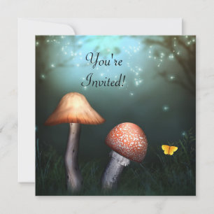Invitación al evento del jardín encantado de hongo