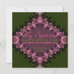 Invitación al evento especial Green Pink Lace