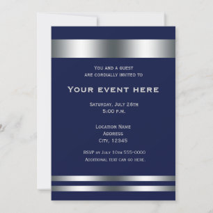 Invitación al evento Fiesta Blue Silver Elegant