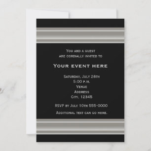 Invitación al evento Fiesta elegante negro y plate