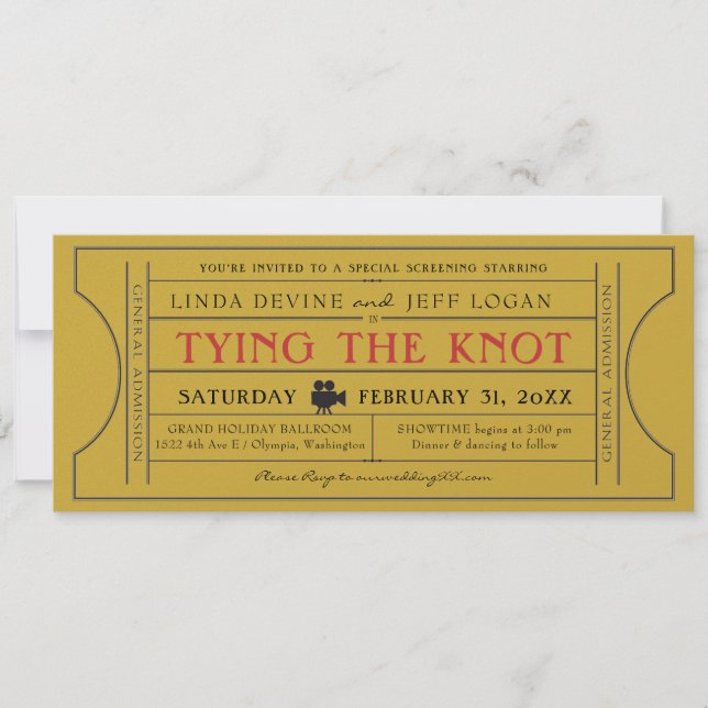 Invitación al evento Gold Vintage Ticket (Anverso)