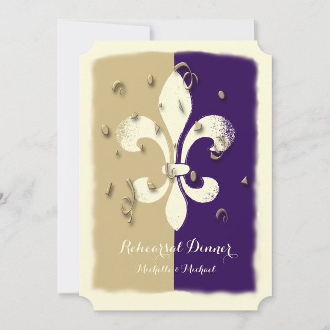 Invitación al evento Purple Gold Confetti Fleur de (Anverso)