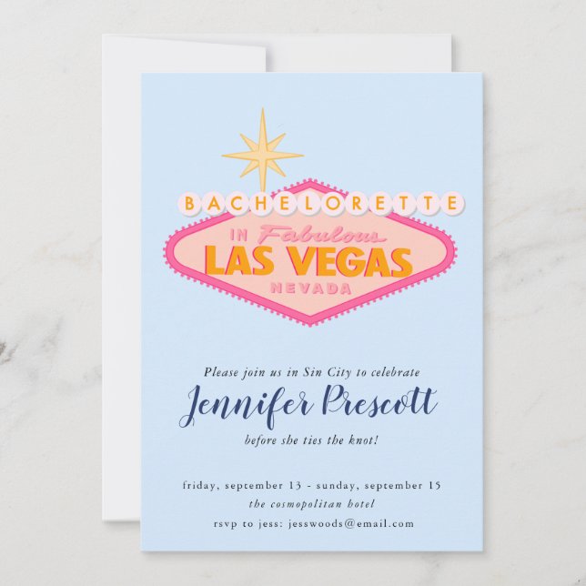 Invitación al evento Viva Las Vegas Rótulo Bachelo (Anverso)