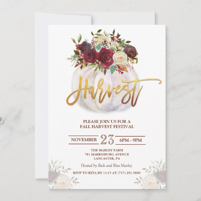 Invitación al Festival de Calabaza Floral de la Co (Anverso)