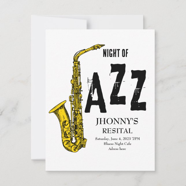 Invitación al festival de jazz saxofón (Anverso)