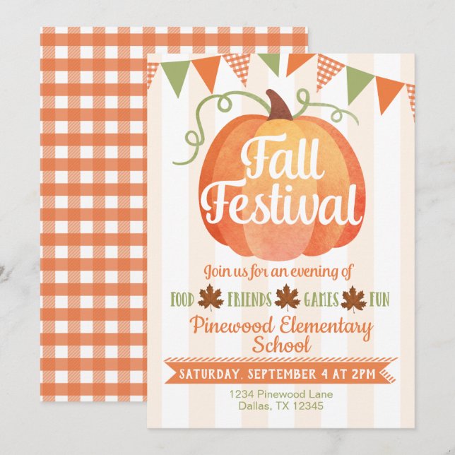 Invitación al Festival de la Cosecha de Calabaza (Anverso / Reverso)