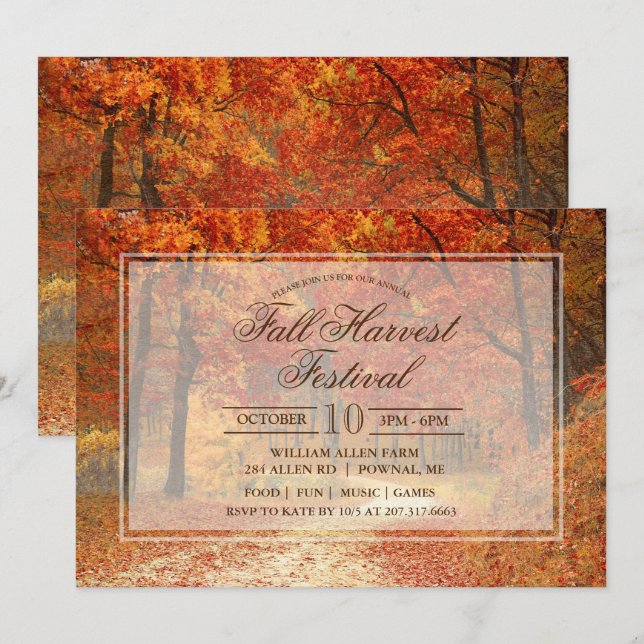Invitación al Festival de la Cosecha de Otoño (Anverso / Reverso)