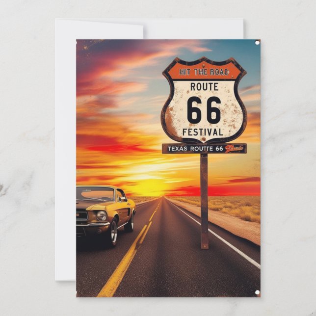 Invitación al Festival de la Ruta 66 de Texas (Anverso)