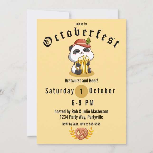 Invitación al festival de Oktoberfest de Cute Pand (Anverso)