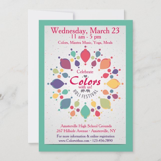 Invitación al Festival Holi (Anverso)