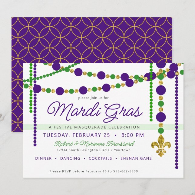 Invitación al Festival Mardi Gras (Anverso / Reverso)