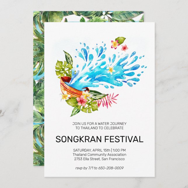 Invitación al Festival Songkran de Tailandia (Anverso / Reverso)
