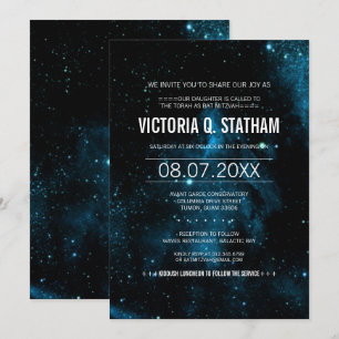 Invitación al Fiesta Blue Galaxy Bat Mitzvah