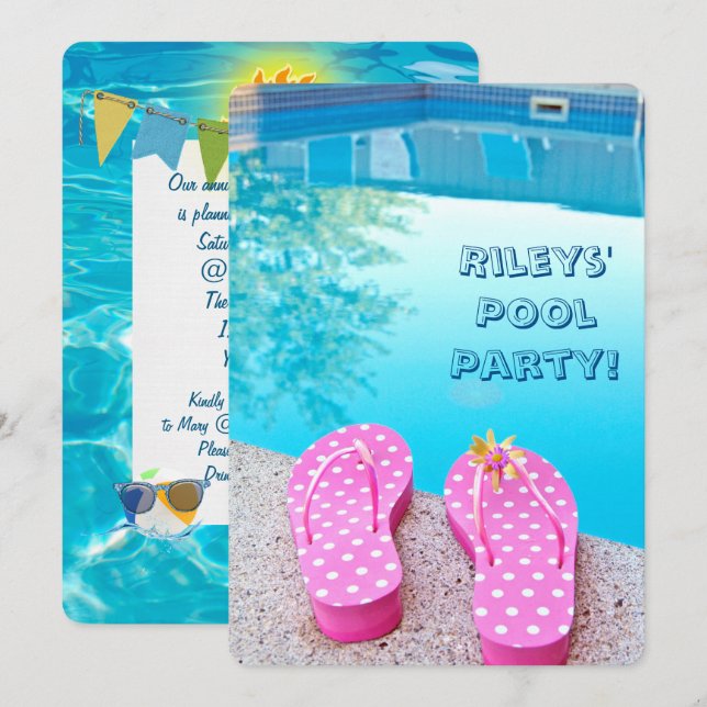 Invitación al Fiesta de la piscina de verano (Anverso / Reverso)