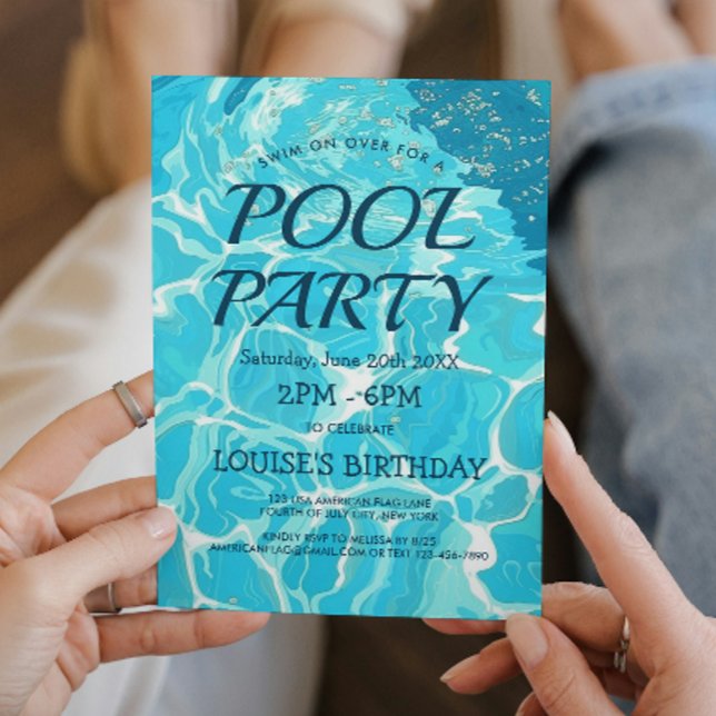 Invitación al Fiesta de piscina I de agua azul cla (Subido por el creador)