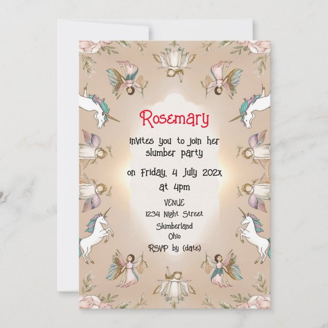 Invitación Al Fiesta De Slumber (Anverso)