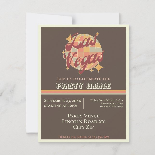 Invitación al fiesta temático de Las Vegas City Ne (Anverso)
